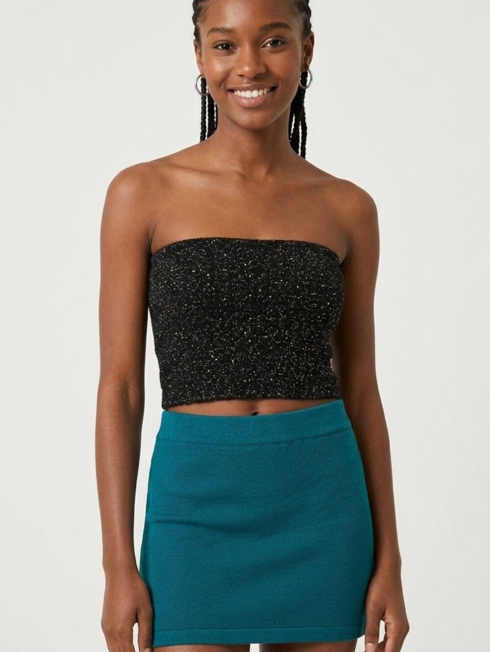 Express Black Sweater Metallic Thread Tube Top M